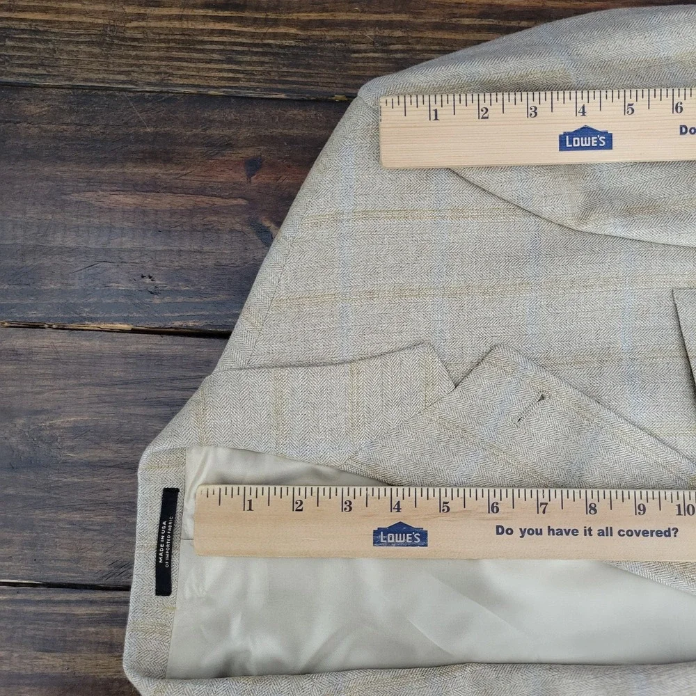 Hart‎ Schaffner Marx Men's Sport Coat Blazer Two Button Beige Plaid Size 44R